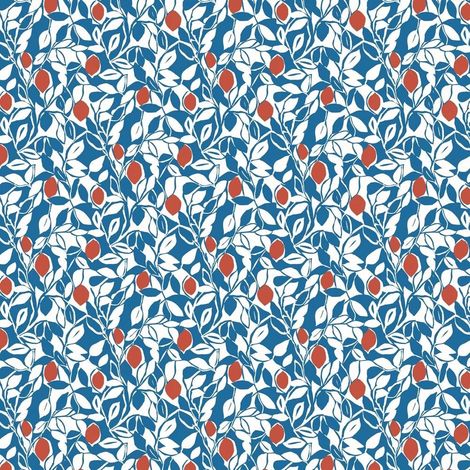 A Street Prints Fruit Leaves Blue Red Wallpaper Botanical Paste The Wall (1/4)