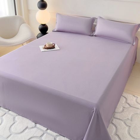Housse de Couette en Coton Doux Style Instagram - Parure de Lit Unie et Simple pour Dortoir ou Maison, avec Taies d'Oreiller (Violet Clair, 220x230 cm + 2 Taies)-lsw