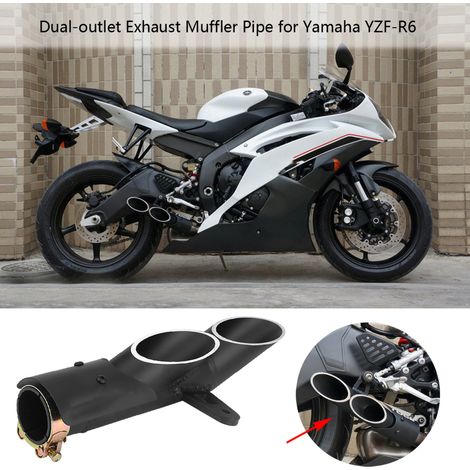 Silencieux échappement double sortie moto, embout tubulaire en acier, compatible YZF-R6 et Suzuki GSX-R, accessoire personnalisé (1/5)