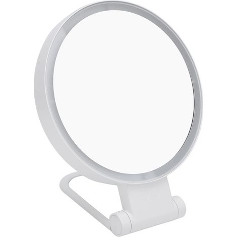 Miroir de courtoisie, Double Face 1X 10X USB Rechargeable, Miroir de Maquillage éclairé, 3 Couleurs de température, poignée Pliable, Miroir grossissant avec lumière. (1/5)
