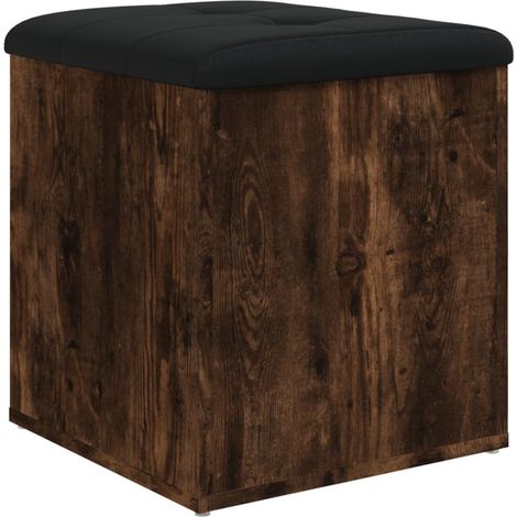 Banc de rangement chêne fumé 42x42x45 cm bois d'ingénierie CFW795677 (1/5)