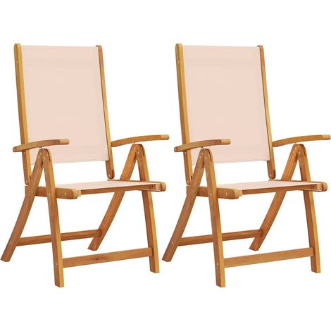 Lot de 2 Chaises pliables de jardin,Chaise d'extérieur bois d'acacia et textilène CFW7510451 (1/5)