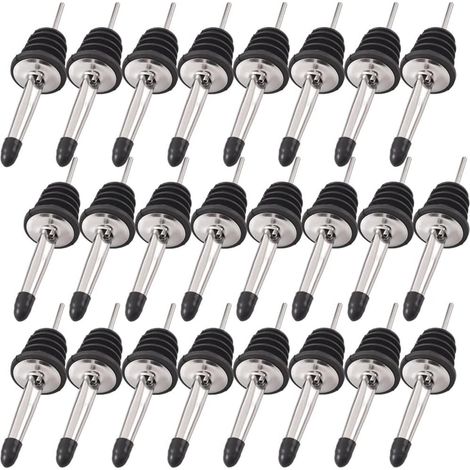 Verseur en acier inoxydable, 24 pièces, bec verseur bouteille classique avec bouchons caoutchouc pour bar cuisine (1/5)