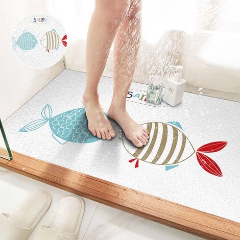 Tapis de bain antidérapant en luffa - Rectangulaire - Anti-moisissures - PVC - Séchage rapide - Doux - Luffa (50 x 80 cm) (1/5)