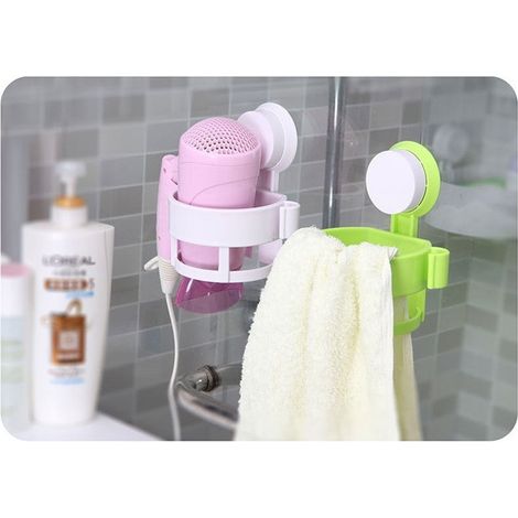 Trade Shop - Soporte De Pared Con Ventosa Baño Secador De Pelo Fono Home Hotel B&b - (1/5)