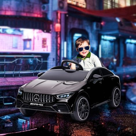 Voiture électrique pour enfants, télécommandée, avec roulettes de transport, phares LED et klaxon, pour les enfants de 3 à 6 ans, noire.