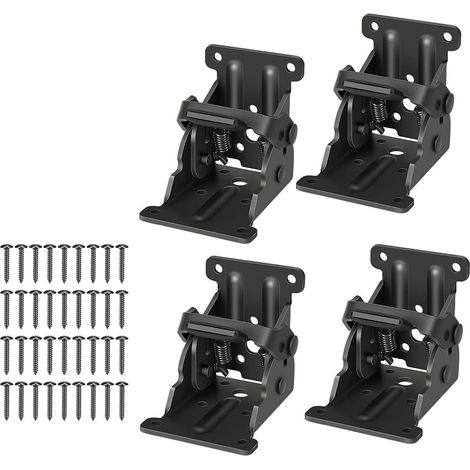Lot de 4 Supports Pliants, Charnière Autobloquante avec Vis pour Pieds de Table Pliants, Support D'Extension de Verrouillage pour Pieds de Lit (1/5)
