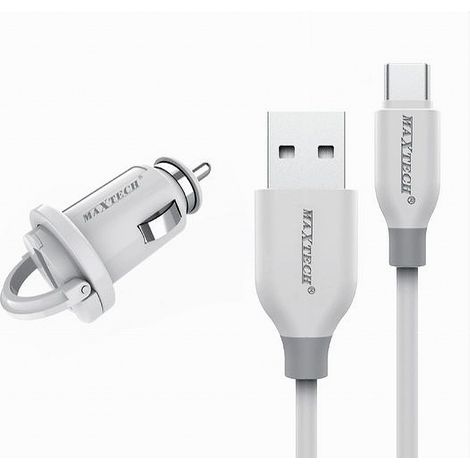 MaxTech - Kit Caricabatteria Auto 5v-2.1a Cavo Type-c Usb 1mt Ricarica 10w Maxtech Ma-tc02 - (1/3)