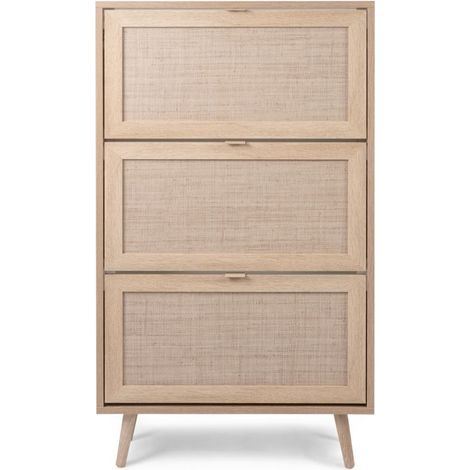 Schuhregal mit doppelter Tiefe, 125 cm, helle Eiche, mit 3 Klappen - Agrigento (1/5)