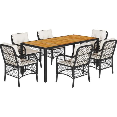 Maison Exclusive - Set da Pranzo da Giardino 7 pz Nero con Cuscini in Polyrattan (1/5)