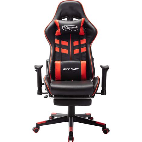 Maison Exclusive - Sedia da Gaming con Poggiapiedi Rossa e Nera in Similpelle