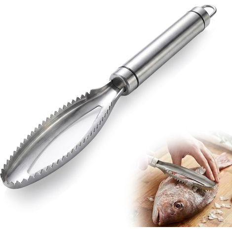Ecailleur Poisson Pro en Acier INOX 304, Ecailleur à Poisson 2-en-1 avec Pince à Désarêter Le Poisson, Idéal pour la Cuisine Familiale, les Restaurants et les Pêcheurs (1/5)