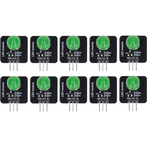 Lot de 10 modules LED 10mm 3.3V-5V ampoules vertes pour décoration intérieure MRB050B