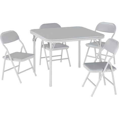 Ensemble Table Chaises Pliantes Activité Enfant 5PCS Coussin PU gris (1/5)
