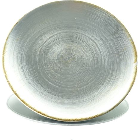 Scheulen – Assiette décorative de Noël argentée, bombée – Plastique, Ø 28 cm (1/2)