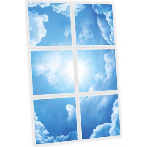 Pack de 6 dalles LED imprimées - Heaven - 600x600mm - Fabriqué en France (alimentation non fournie)