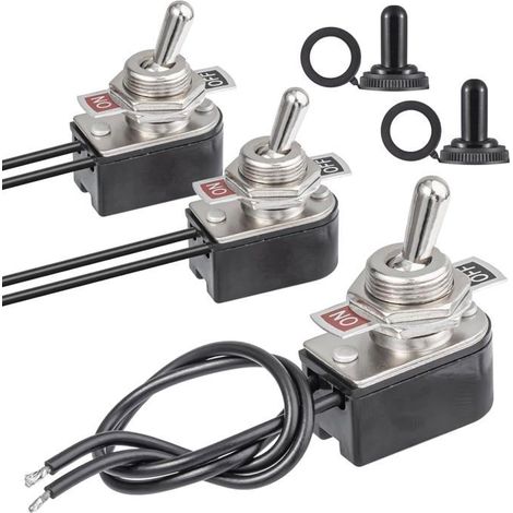 Ecleanfy - 2 pcs Interrupteur a Bascule 2 Positions 6A 125V 3A 250V Interrupteur à Bascule 12V 10A ON OFF SPST et Capuchon étanche pour