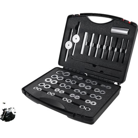 Juego de herramientas para la instalación de rodamientos de bicicleta, 53 piezas, aleación de aluminio, 20 pares de bloques de presión, 8 tubos guía, compatible con varios modelos. (1/5)