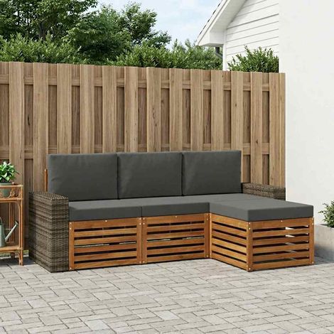 vidaXL Outdoor-Sofagarnitur mit Kissen 4 pcs Natur und Anthrazit (1/5)