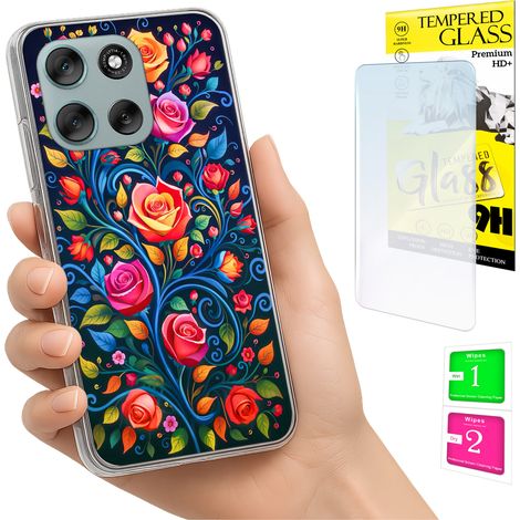 Funda para Motorola Moto G56 con foto, diseño de flores y cristal. (1/5)