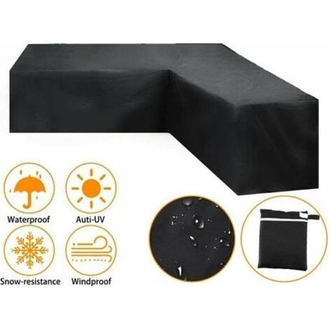 Schutzhülle für Ecksofa – Wasserdichter 210D-Stoff mit PVC-Beschichtung – Maße: 286 x 286 x 82 cm – UV-beständig und winddicht (1/5)