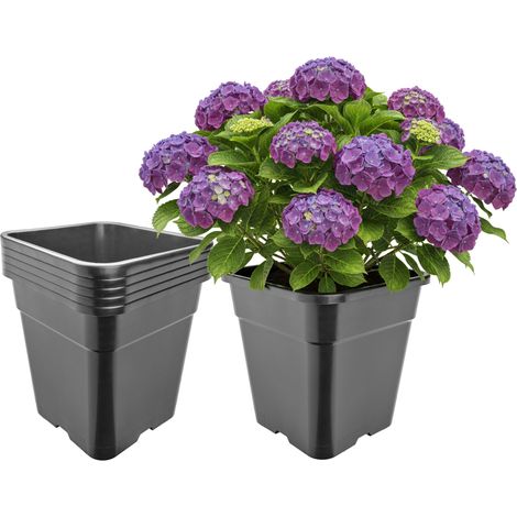 Garronda Pot de Fleur Carré Haut Plastique 30,5 × H 31 cm (18L) - x5 Godets Semis Pot Culture Profond Drainage Résistants Intempéries pour Plantes Pépinière Jardin Serre Intérieur Extérieur GD-0201