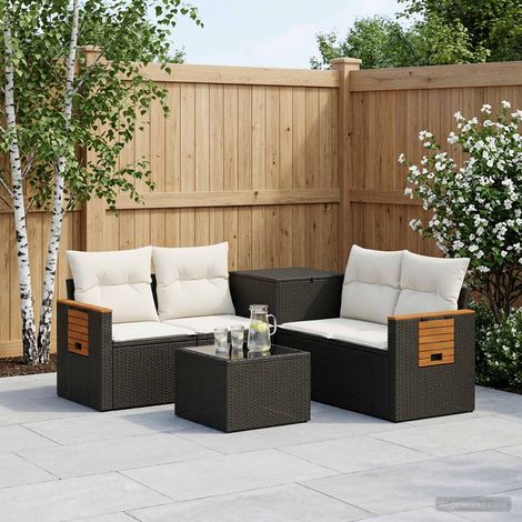 vidaXL Set di divani 6 pz Nero e Bianco Crema 55 x 55 x 37 cm (1/5)