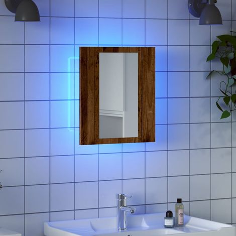 Armoire de salle de bain,Meuble de salle de bain à miroir LED vieux bois 40x12x45 cm CFW72540 (1/5)