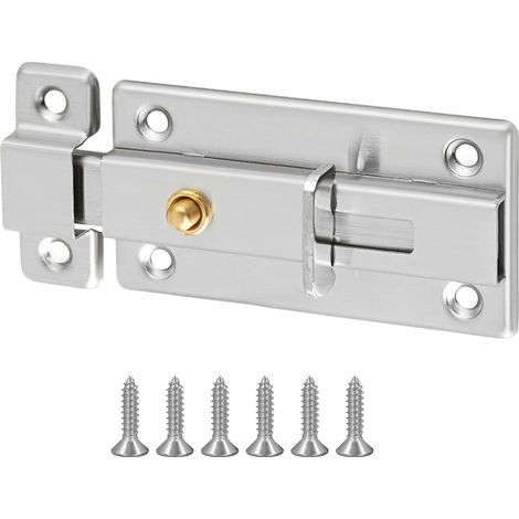 Loquet Porte Extérieur, 8.6x4.5 CM, en Inox, Brossée Targette Verrou Portail Pratique Durable, Verrou Porte Interieure Loquet Porte Coulissante Pour Portes, Fenêtres, Clôtures, (1/4)