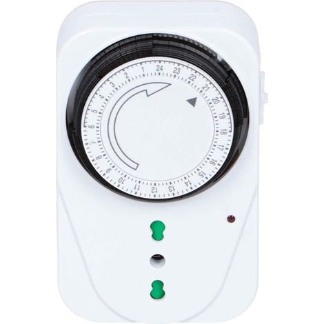 Temporizzatore Meccanico Timer Regolabile 24 Ore Con Spina 16A Presa Bipasso 10/16A Max 3680W (1/3)