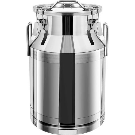 Pot à Lait Inox 30L – Seau Alimentaire Acier Inoxydable 201 avec 3 Verrous Étanche, Bidon à Lait Grande Capacité, Fut Inox Étanche Transport Poignées, Stockage Liquides Solides (1/5)