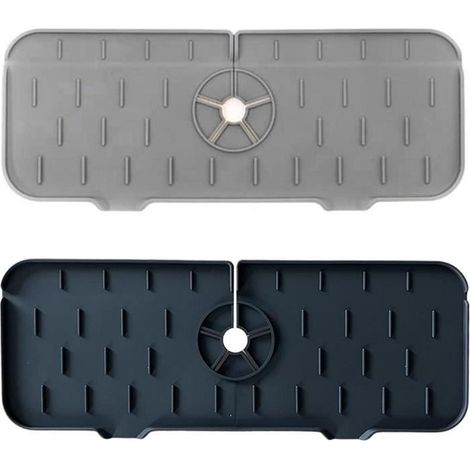 Pare Éclaboussures pour Évier Cuisine - 2Pcs Tapis De Robinet en Silicone pour Évier De Cuisine - Tapis Absorbant De Cuisine (1/4)