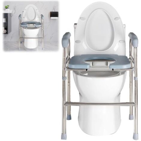 Rehausseur de toilettes avec accoudoirs jusqu'à 75 kg,aide au relèvement des toilettes pour personnes âgées,pour personnes âgées, siège de toilette surélevé avec hauteur réglable (1/5)