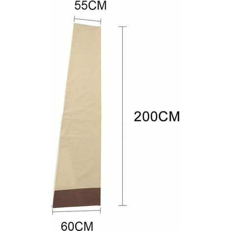 Wasserdichte Schutzhülle aus 600D Oxford-Gewebe für Sonnenschirme, UV-beständig, mit Aufbewahrungstasche, Beige/Kaffee (1/3)
