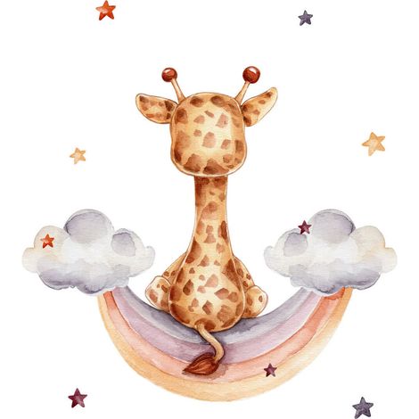 Tableau sur toile girafe rêveuse 30x30 cm - Impression sur Toile Murale Décorative - Image imprimée en HD sur Toile - Toile sur Châssis en Bois FSC - Fabriqué en France (1/4)