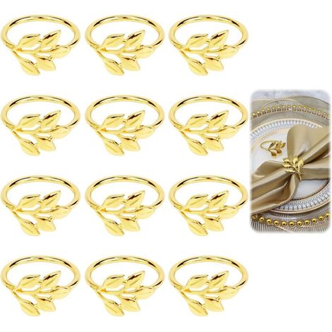 Set of 12 Elegant Metal Napkin Rings, Elegant Table Decoration Napkin Rings for Weddings, Family Dinners and Other Celebrations (1/5)