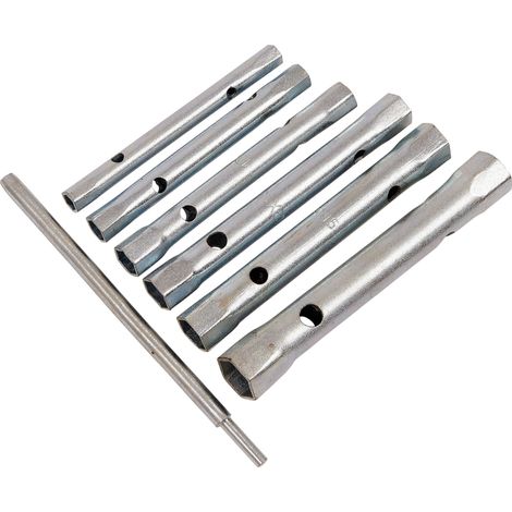 TUBULAR BOX SPANNER 6PC WRENCH SOCKET SET & BAR 10mm-17mm HEAVY DUTY K1150 (1/4)