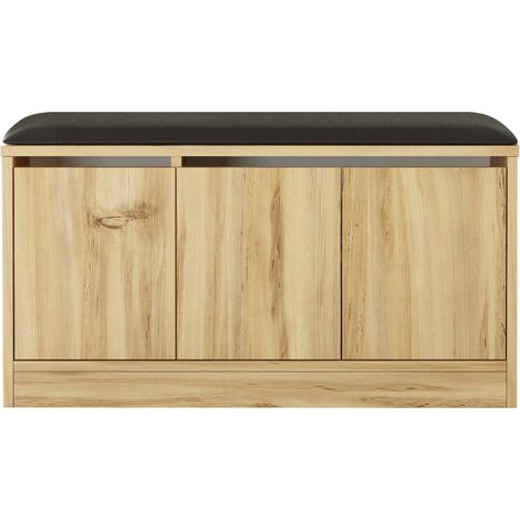 Scarpiera Arganetta, Mobile Portascarpe 8 Paia, un Ripiano, 3 Ante, 90x36x46h cm Marrone Quercia