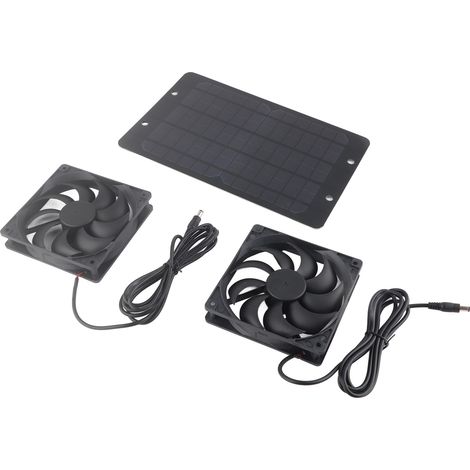 Ventilateur Solaire 10W 800mA avec Extracteur d'Air Double pour Serre, Kit d'Équipement de Ventilation Extérieure (1/5)