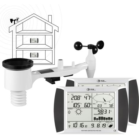 PCE Instruments Wetterstation PCE-FWS 20N-1 2 x 7 Zoll Touchscreen Display Analyse Software Funk (1/5)