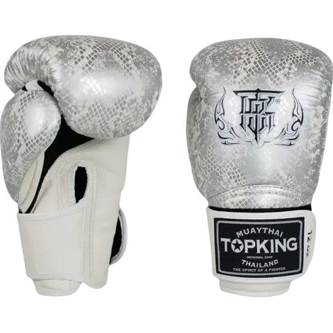 Gants de boxe thaï Top King Super Star Snake Air Muay Thai blancs 14 oz (1/5)
