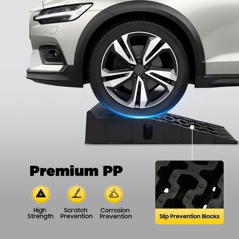 Auffahrrampe Schwerlast Hebebühne PKW Auffahrrampen-Set 1 Paar Laderampe Auto Rampen Kunststoff Autoreifen Anti-Rutsch Für SUV Bis 7.25Tonnen/16000lbs