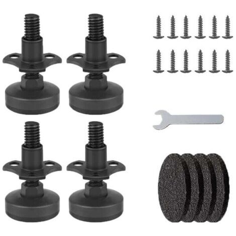 Pair Niveauurs de meubles lourds, pack de 4 pieds de nivellement filetés 3/8-16, pieds de meuble réglables, pieds de table réglables pour table/chaise/canapé/bureau/armoire/établi, supporte 1320LBs-No (1/4)