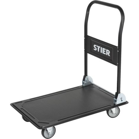 Chariot à plate-forme rabattable STIER, capacité de charge 150 kg, plate-forme 735x470 mm