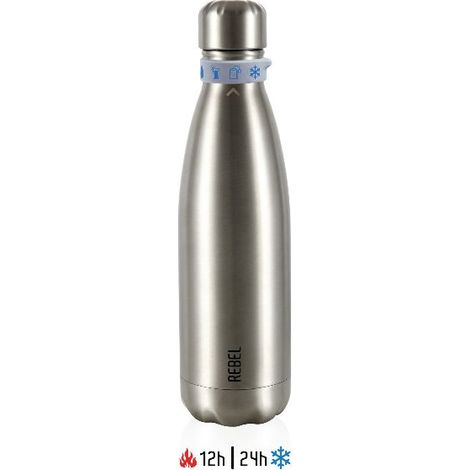Botella isotérmica de 50 cl Plateada Metalizada - Rebel - LOS ARTISTAS