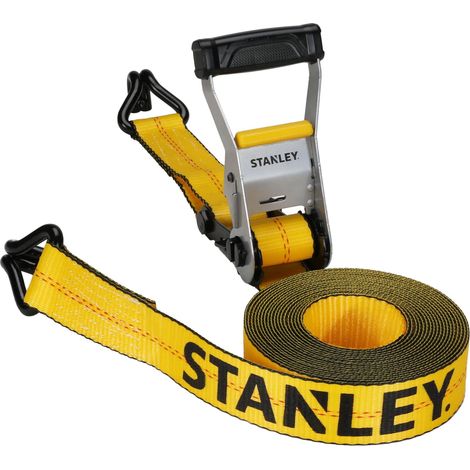 Sangle à cliquet Noir/Jaune 5,1 cm x 7,1 m avec Double Crochets en J – Charge de Travail sûre de 1,5 kg/Résistance à la Rupture de 4,5 kg (1/5)