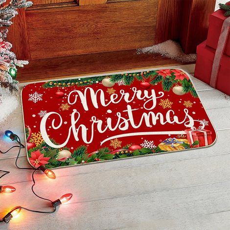 Tapis De Porte De Noël - Tapis Antidérapant En Velours Flock - Pour Entrée Extérieure Cuisine Salle De Bain - 60 X 40 Cm - 1 Pièce (1/5)
