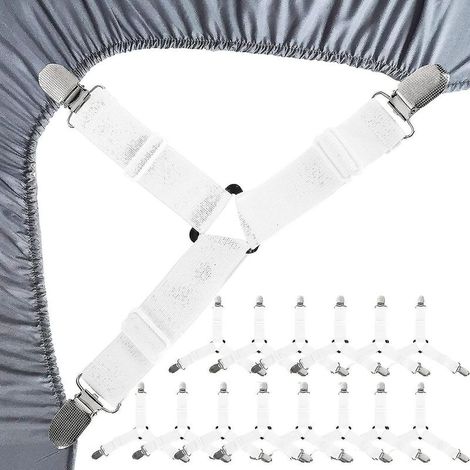 Paquete de 15 correas para sábanas bajeras, tensor ajustable para sábanas bajeras, sujetador triangular para sábanas, cojines de sofá y colchones. (1/5)