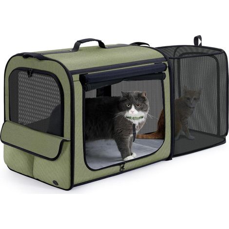 Erweiterbare Katzentasche Transportbox für Katzen & kleine Hunde, faltbar, 61x45x52cm (1/5)