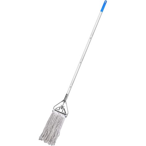 Balai à Franges en Coton Absorbant Manche en Aluminium Serpillière Humide Et Sèche Triangle Nettoyage Sols Durs Bois Carrelage Béton Usage Domestique Et Professionnel (1/5)